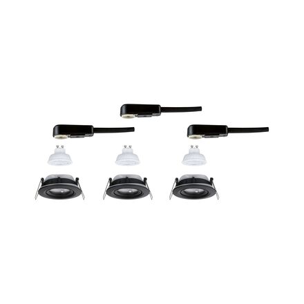PAULMANN LED vestavné svítidlo Nova Plus GU10 Flat IP65 93mm 3x4,9W 230V stmívatelné 2700K černá mat