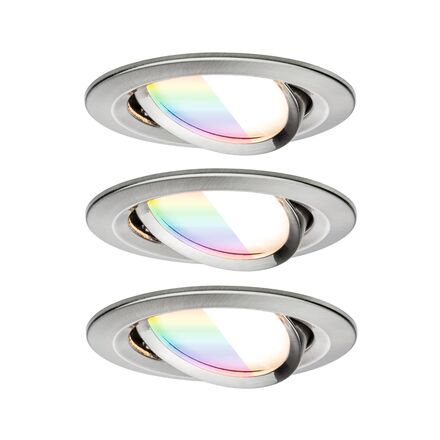 PAULMANN LED vestavné svítidlo Nova Coin kruhové 84mm 50° RGBW+ 3x6W 230V kov kartáčovaný hliník