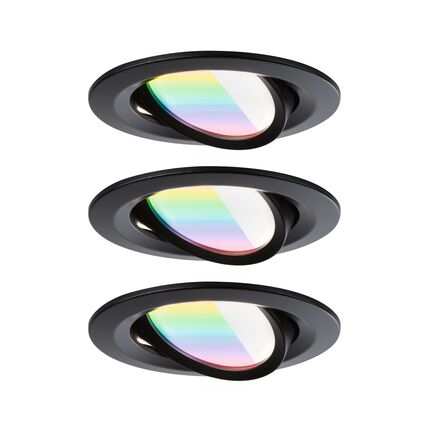 PAULMANN LED vestavné svítidlo Nova Coin kruhové 84mm 50° RGBW+ 3x6W 230V černá mat hliník