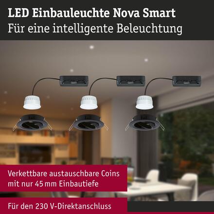 PAULMANN LED vestavné svítidlo Nova Coin kruhové 84mm 50° RGBW+ 3x6W 230V černá mat hliník