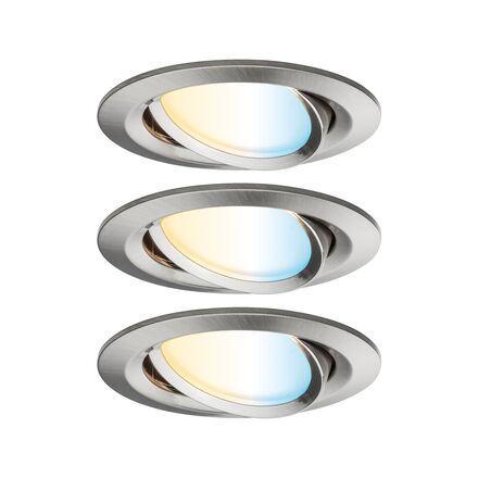 PAULMANN LED vestavné svítidlo Nova Coin kruhové 84mm 50° měnitelná bílá 3x6W 230V kov kartáčovaný hliník