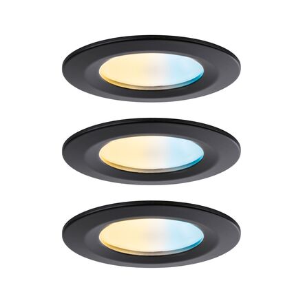 PAULMANN LED vestavné svítidlo Nova Coin IP44 kruhové 78mm měnitelná bílá 3x6W 230V černá mat hliník