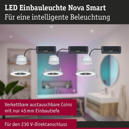 PAULMANN LED vestavné svítidlo Nova Coin IP44 kruhové 78mm RGBW+ 3x6W 230V bílá mat hliník