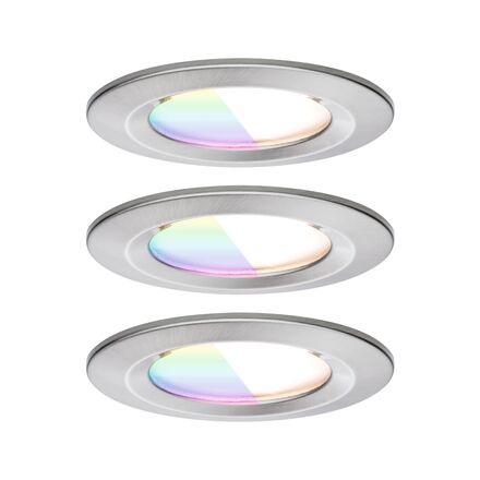 PAULMANN LED vestavné svítidlo Nova Coin IP44 kruhové 78mm RGBW+ 3x6W 230V kov kartáčovaný hliník