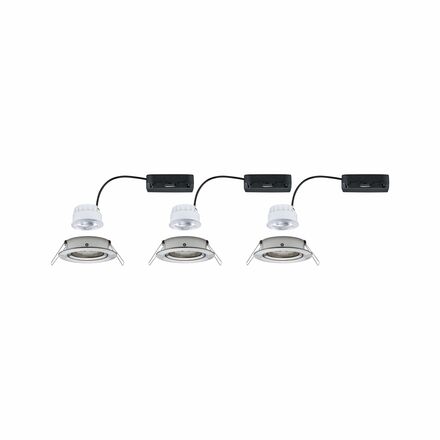 PAULMANN LED vestavné svítidlo Nova Coin 3ks sada kruhové 84mm 50° 3x2,8W 230V 4000K kov kartáčovaný