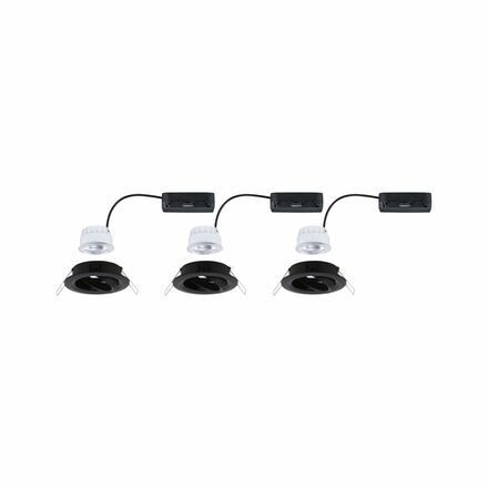 PAULMANN LED vestavné svítidlo Nova Coin 3ks sada kruhové 84mm 50° 3x2,8W 230V 4000K černá mat