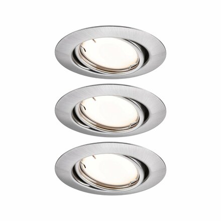 PAULMANN LED vestavné svítidlo Smart Home Zigbee Base Coin základní sada výklopné kruhové 90mm 20° 3x4,9W 230V stmívatelné 3000K kov kartáčovaný 924.64