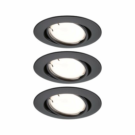 PAULMANN LED vestavné svítidlo Smart Home Zigbee Base Coin základní sada výklopné kruhové 90mm 20° 3x4,9W 230V stmívatelné 3000K černá mat 924.65