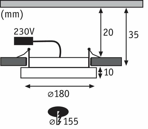 Paulmann LED vestavný panel Areo IP23 kruhové 12W 3000K nikl mat 929.46 P 92946