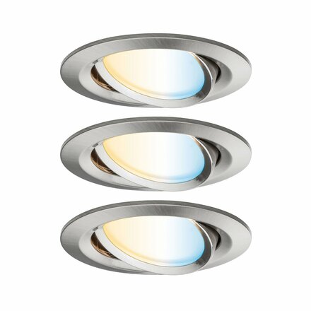 PAULMANN SmartHome Zigbee vestavná svítidla sada LED Coin Nova Plus 3x6,5W měnitelná bílá kruhové kov kartáčovaný 929.62 P 92962