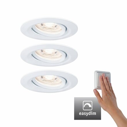 PAULMANN LED vestavné svítidlo Nova mini Plus EasyDim výklopné 3x4,2W 2700K bílá mat 230V 929.71