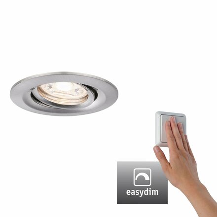 PAULMANN LED vestavné svítidlo Nova mini Plus EasyDim výklopné 1x4,2W 2700K kov kartáčovaný 230V 929.72