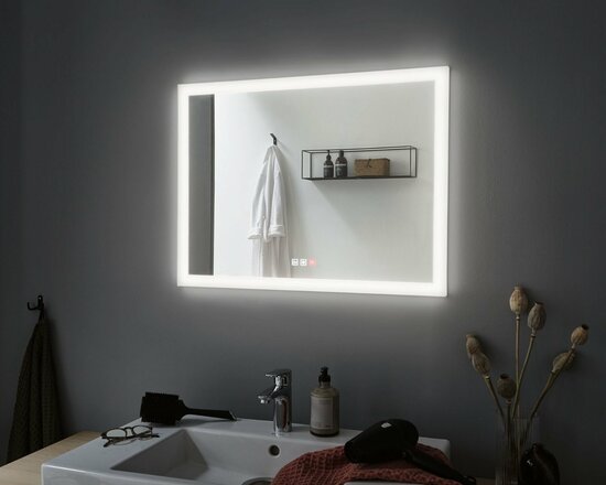 PAULMANN HomeSpa LED zrcadlo s osvětlením Mirra hranaté vyhřívané IP44 80x60 cm 22W WhiteSwitch 930.13