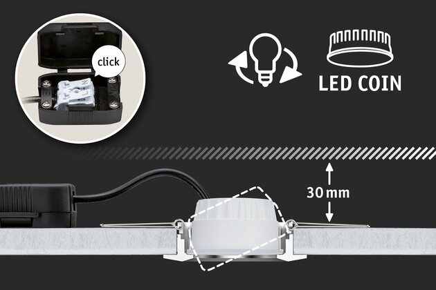 PAULMANN LED Modul vestavné svítidlo Smart Home Zigbee RGBW Coin kruhové 50mm Coin 5,2W 400lm 230V RGBW satén