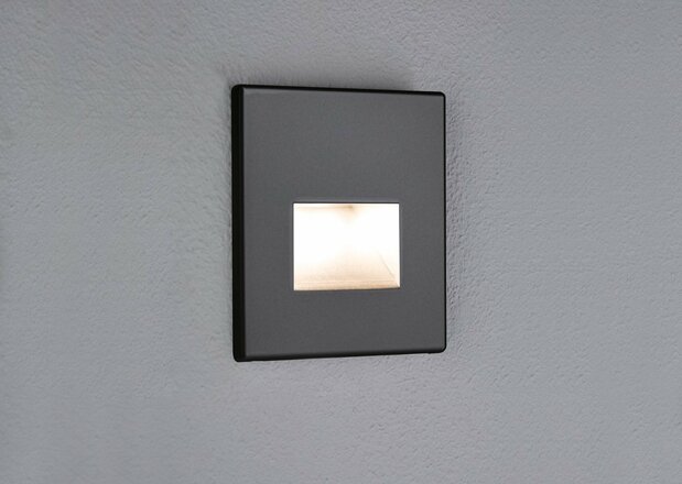 PAULMANN LED vestavné svítidlo do zdi Edge Quadro hranaté 80x5mm 1,2W 230V 2700K černá mat