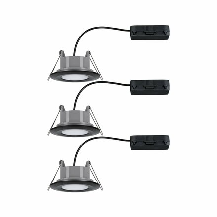 PAULMANN HomeSpa LED vestavné svítidlo Calla 3ks sada výklopné IP65 90mm 30° 3x5W 230V CCT černá mat