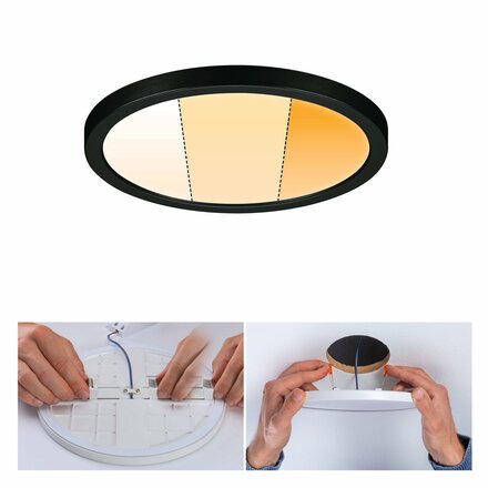 PAULMANN VariFit LED vestavné svítidlo Dim to Warm Areo IP44 kruhové 175mm 3 Step Dim to warm černá stmívatelné