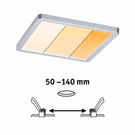 PAULMANN VariFit LED vestavné svítidlo Dim to Warm Areo IP44 hranaté 175x175mm 3 Step Dim to warm matný chrom stmívatelné