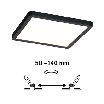 PAULMANN VariFit LED vestavné svítidlo Dim to Warm Areo IP44 hranaté 175x175mm 3 Step Dim to warm černá stmívatelné