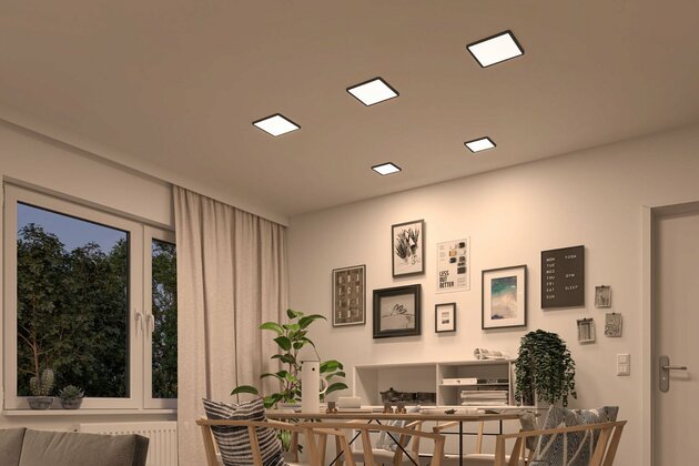 PAULMANN VariFit LED vestavné svítidlo Dim to Warm Areo IP44 hranaté 175x175mm 3 Step Dim to warm černá stmívatelné