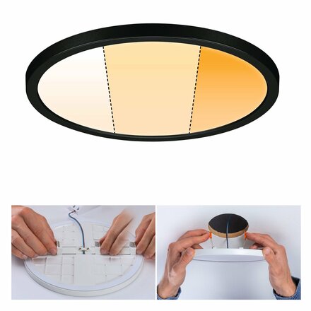 PAULMANN VariFit LED vestavné svítidlo Dim to Warm Areo IP44 kruhové 230mm 3 Step Dim to warm černá stmívatelné