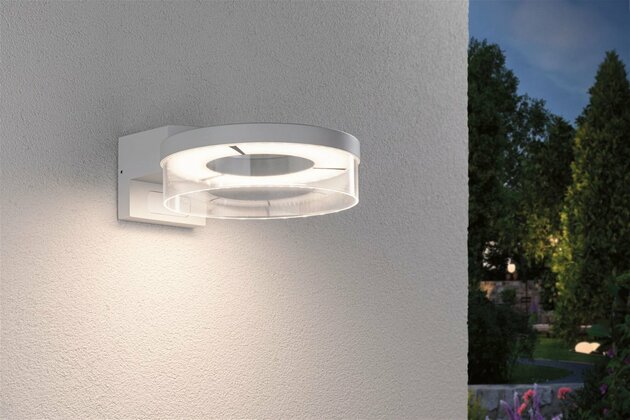 PAULMANN LED venkovní nástěnné svítidlo Capea pohybové čidlo IP44 231mm 3000K 8 / 1x1,2W 230V bílá hliník