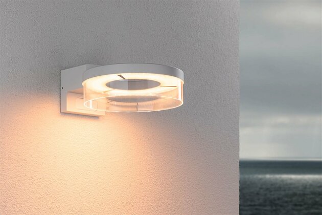 PAULMANN LED venkovní nástěnné svítidlo Smart Home Zigbee 3.0 Capea pohybové čidlo neláká hmyz IP44 231mm CCT 12,5W 230V bílá hliník