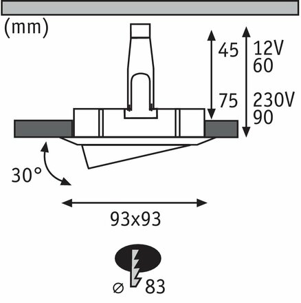 Paulmann vestavné svítidlo Nova IP65 hranaté max. 35W bílá/chrom 1ks sada nastavitelné 936.64 P 93664