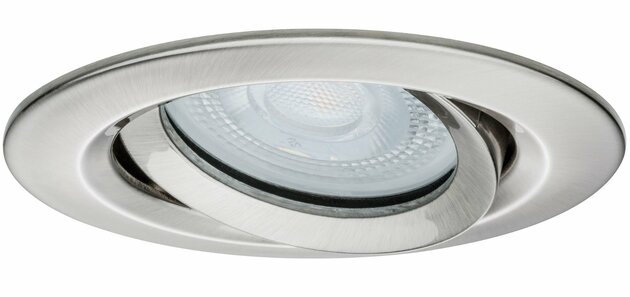 PAULMANN Vestavné svítidlo LED Nova Plus kruhové 1x6W GU10 kov kartáčovaný výklopné stmívatelné 936.71 P 93671