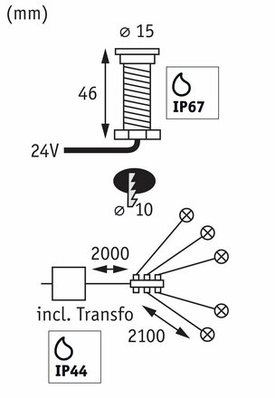 Paulmann Plug&Shine základní sada vestavné svítidlo MicroPen II IP67 3000K 5x0,22W 936.95 P 93695