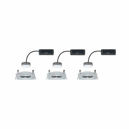 Paulmann vestavné svítidlo LED Coin Slim IP44 hranaté 6,8W hliník 3ks sada stmívatelné 938.95 P 93895