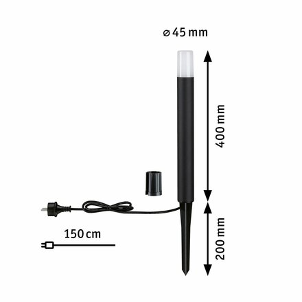 PAULMANN Venkovní stojací svítidlo Flarea 400mm IP65 3.000K 3,1W hliník 230V 943.85