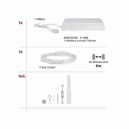 PAULMANN Lankový systém Basic sada bílá mat max. 60W bez zdroje světla DC 944.29