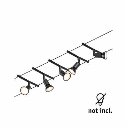 PAULMANN Lankový systém Salt černá 5 spotů bez zdroje světla max. 10W GU5,3 DC 60VA 944.46