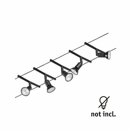 PAULMANN Lankový systém Salt černá 5 spotů bez zdroje světla max. 10W GU5,3 DC 60VA 944.46