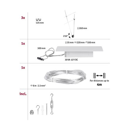 PAULMANN Lankový systém Simple základní sada GU5,3 max. 3x5W 230/12V chrom