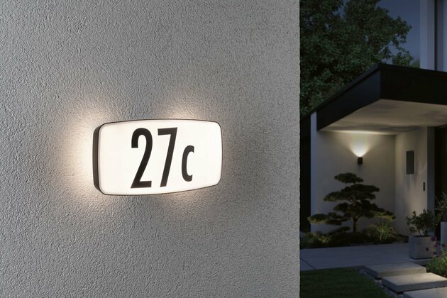 PAULMANN LED domovní číslo a svítidlo Sheera soumrakový senzor a pohybové čidlo pohybové čidlo teplá bílá IP44 276x73mm 3000K 6,5W 230V