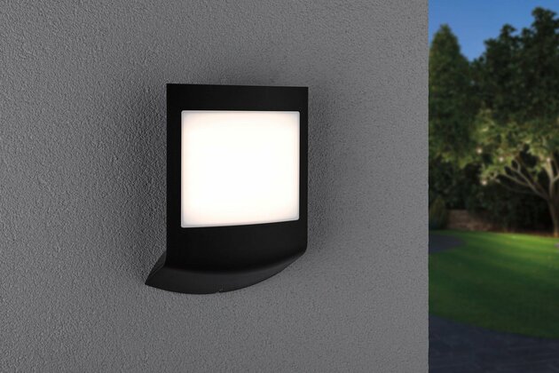 PAULMANN LED venkovní nástěnné svítidlo Smart Home Zigbee Padea soumrakový senzor neláká hmyz IP44 198x71mm CCT 8,2W 230V antracit umělá hmota