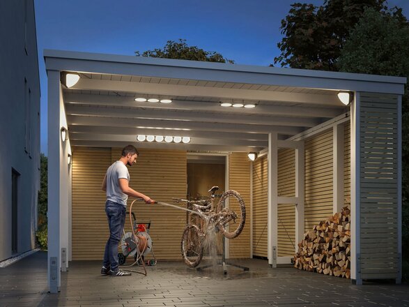 PAULMANN Park + Light LED venkovní nástěnné svítidlo Ikosea vč. pohybové čidlo IP44 50x203mm 3000K 5,6W 12V antracit umělá hmota