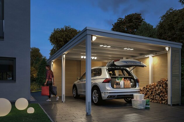 PAULMANN Park + Light LED venkovní nástěnné svítidlo Ikosea vč. pohybové čidlo IP44 50x203mm 3000K 5,6W 12V antracit umělá hmota