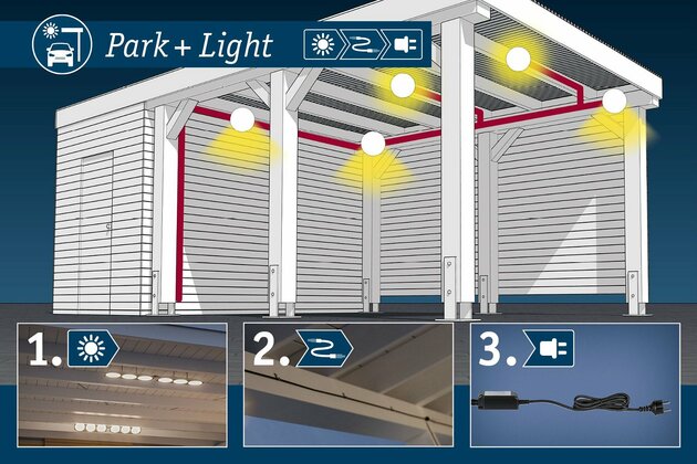 PAULMANN Park + Light LED venkovní nástěnné svítidlo Ikosea vč. pohybové čidlo IP44 50x203mm 3000K 5,6W 12V antracit umělá hmota