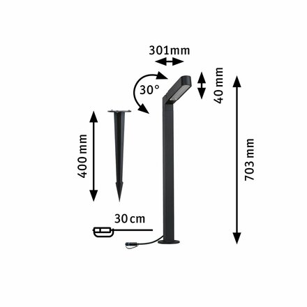 PAULMANN Plug & Shine LED stojací svítidlo Ito vertikální orientace IP65 3000K 6W antracit