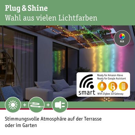 PAULMANN Plug &amp; Shine LED světelný řetěz Yuna RGB 7,4m IP44 3W černá