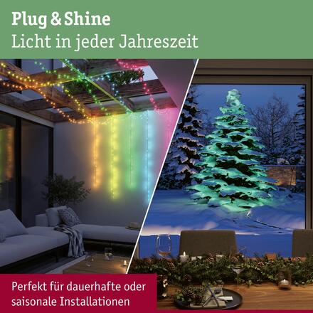 PAULMANN Plug &amp; Shine LED světelný řetěz Yuna RGB 12,4m IP44 5W černá