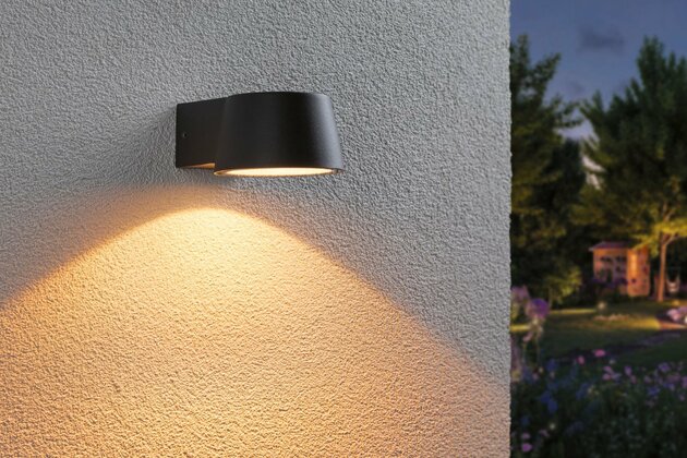 PAULMANN LED venkovní nástěnné svítidlo Capea neláká hmyz IP44 96x128mm 2200K 6W 230V 98° černá hliník
