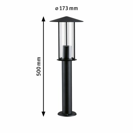 PAULMANN Stojací svítidlo klasická neláká hmyz IP44 500mm 2200 - 2200K 4,3W 230V černá E27 kov