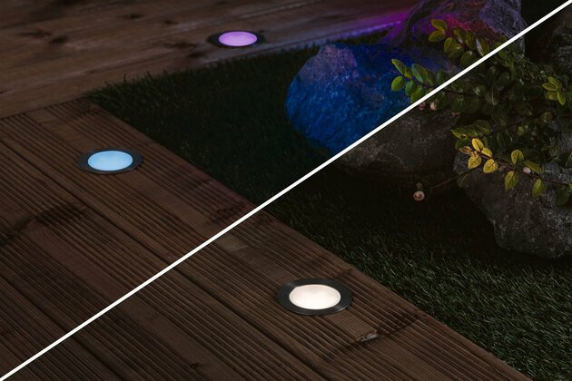 PAULMANN Plug & Shine LED zemní svítidlo Smart Home Zigbee Floor RGBW samostatné svítidlo IP67 RGBW 2W ocel 947.51