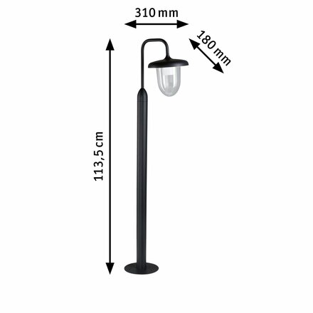 PAULMANN Stojací svítidlo Vintario IP44 kruhové 1.135mm max. 20W 230V antracit E27 hliník