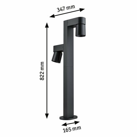 PAULMANN LED stojací svítidlo Kimu neláká hmyz IP44 822mm 2200K 2x7,8W / 230V 70° antracit hliník