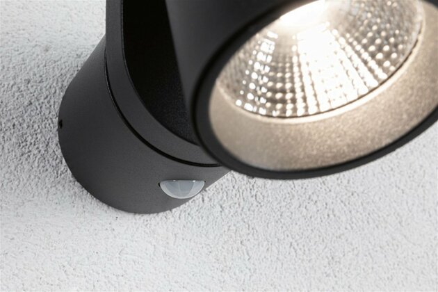 PAULMANN LED venkovní nástěnné svítidlo Cuff pohybové čidlo IP44 76x217mm 3000K 10W 230V 70° antracit hliník